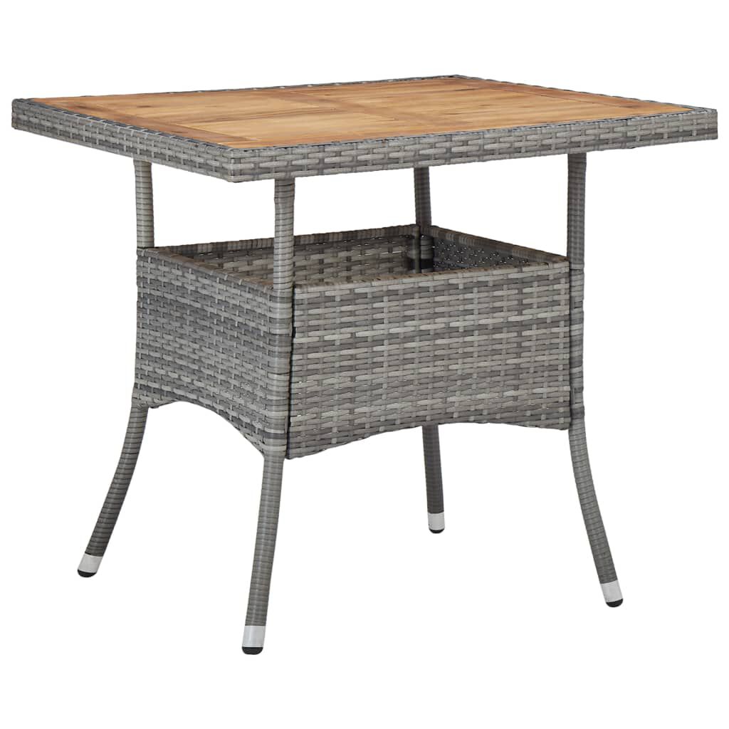 vidaXL 3 Piece Garden Dining Set Grey Poly Rattan and Acacia Wood