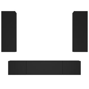 vidaXL 4 Piece TV Cabinet Set Black Engineered Wood