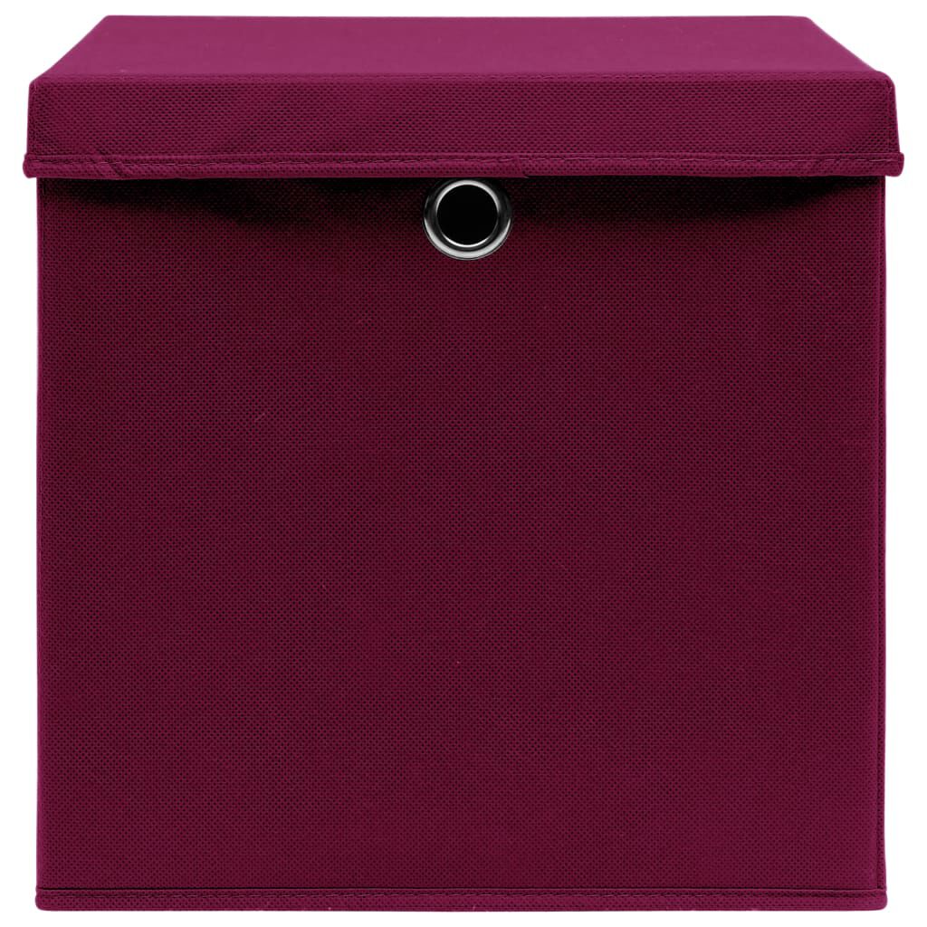 vidaXL Storage Boxes with Covers 4 pcs 28x28x28 cm Dark Red