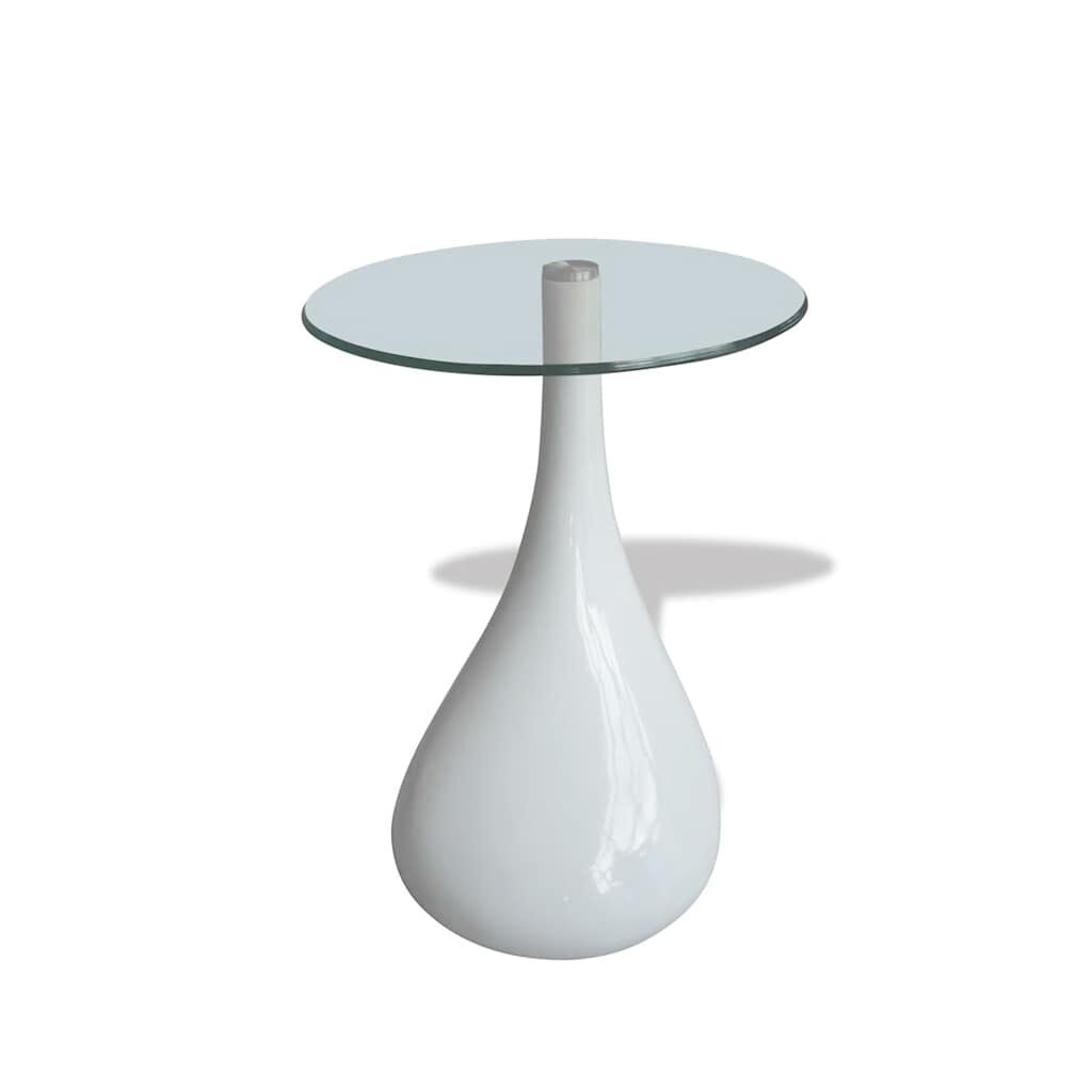 vidaXL Coffee Table 2 pcs with Round Glass Top High Gloss White