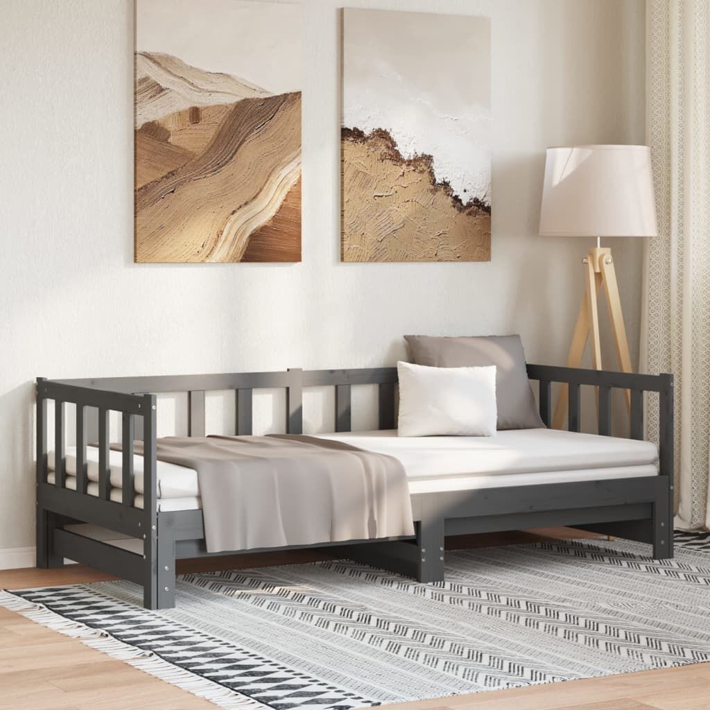 vidaXL Pull-out Day Bed without Mattress Grey 2x(90x200)cm