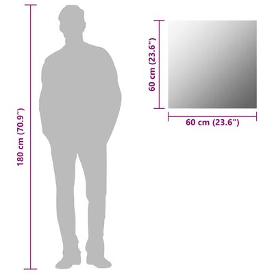 vidaXL Wall Mirror 60x60 cm Square Glass,  vidaXL Wall Mirror 60x60 cm Square Glass