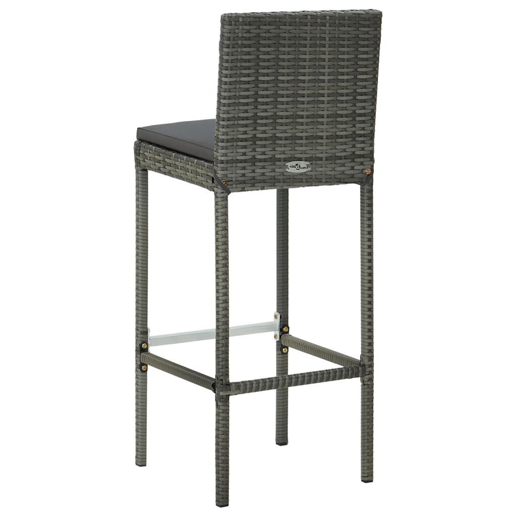 vidaXL 5 Piece Outdoor Bar Set with Cushions Poly Rattan Grey