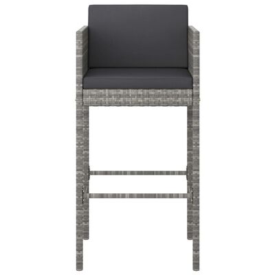 vidaXL 5 Piece Garden Bar Set with Cushions Poly Rattan Grey, grey vidaXL 5 Piece Garden Bar Set with Cushions Poly Rattan Grey