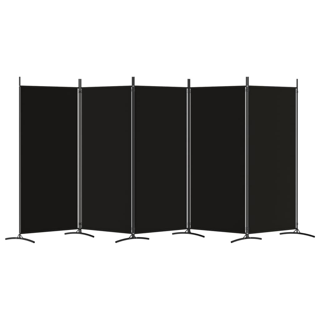 vidaXL 5-Panel Room Divider Black 433x180 cm Fabric