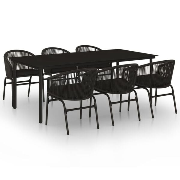 vidaXL 7 Piece Garden Dining Set Black