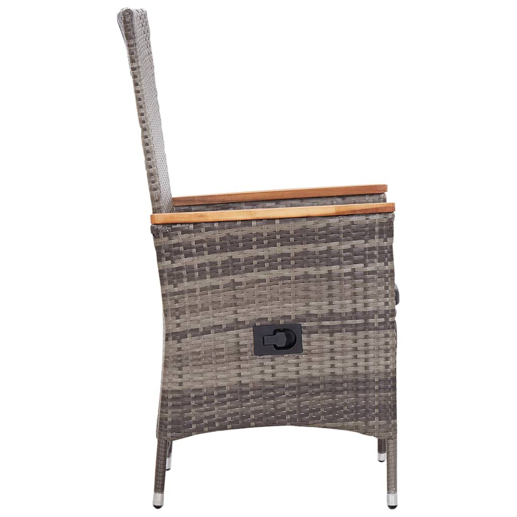 vidaXL 7 Piece Garden Dining Set Poly Rattan Grey