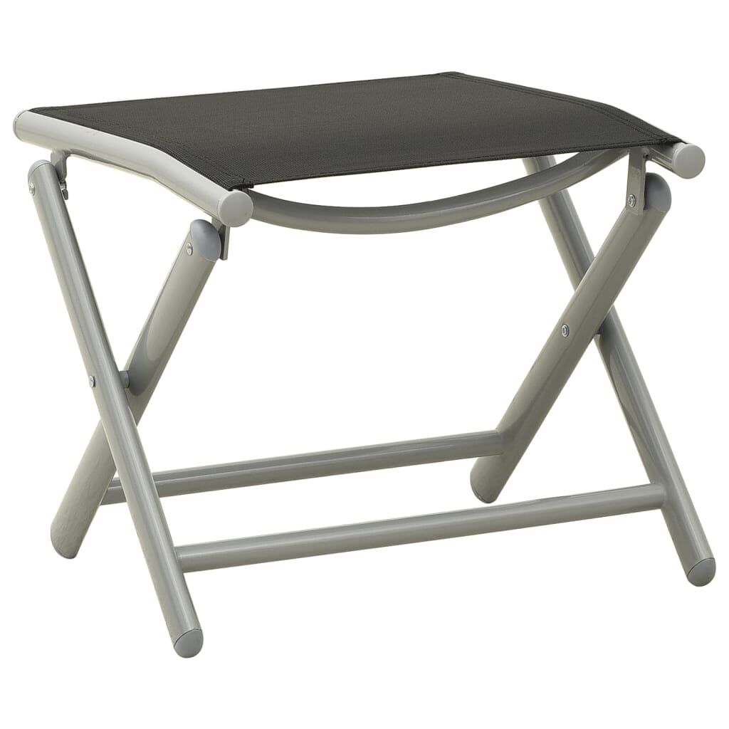 vidaXL Folding Footrest Black and Silver Textilene and Aluminium