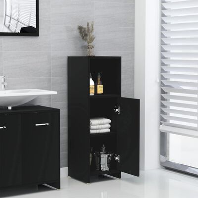 vidaXL Bathroom Cabinet Black 30x30x95 cm Engineered Wood