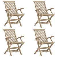 vidaXL Folding Garden Chairs 4 pcs Grey 56x61x89 cm Solid Wood Teak,  vidaXL Folding Garden Chairs 4 pcs Grey 56x61x89 cm Solid Wood Teak