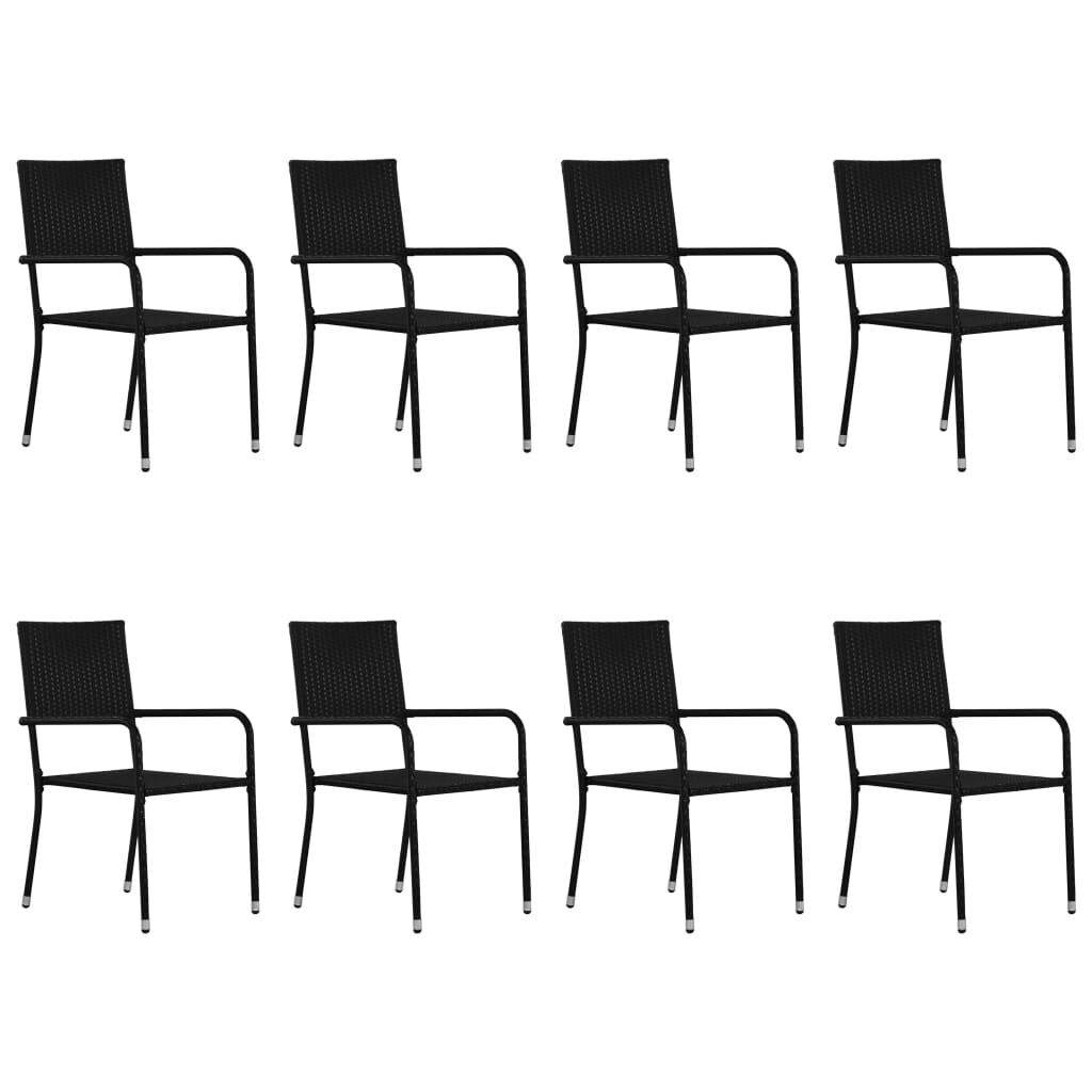 vidaXL 9 Piece Garden Dining Set Black
