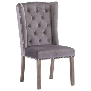 vidaXL Dining Chair | Grey | Velvet, Solid Rubberwood | Standard
