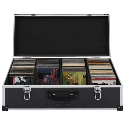 vidaXL CD Case for 80 CDs Aluminium ABS Black, black vidaXL CD Case for 80 CDs Aluminium ABS Black
