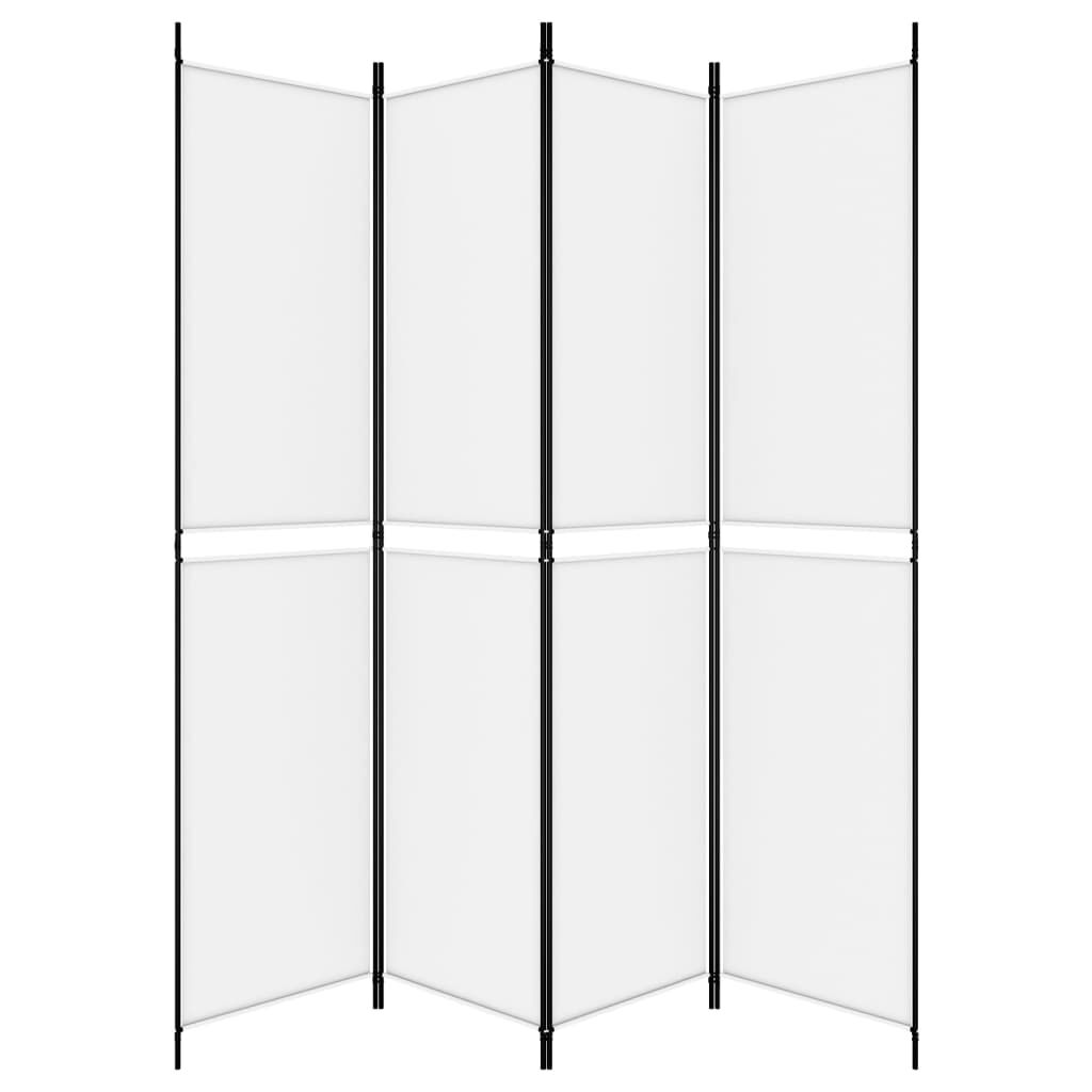 vidaXL 4-Panel Room Divider White 200x220 cm Fabric