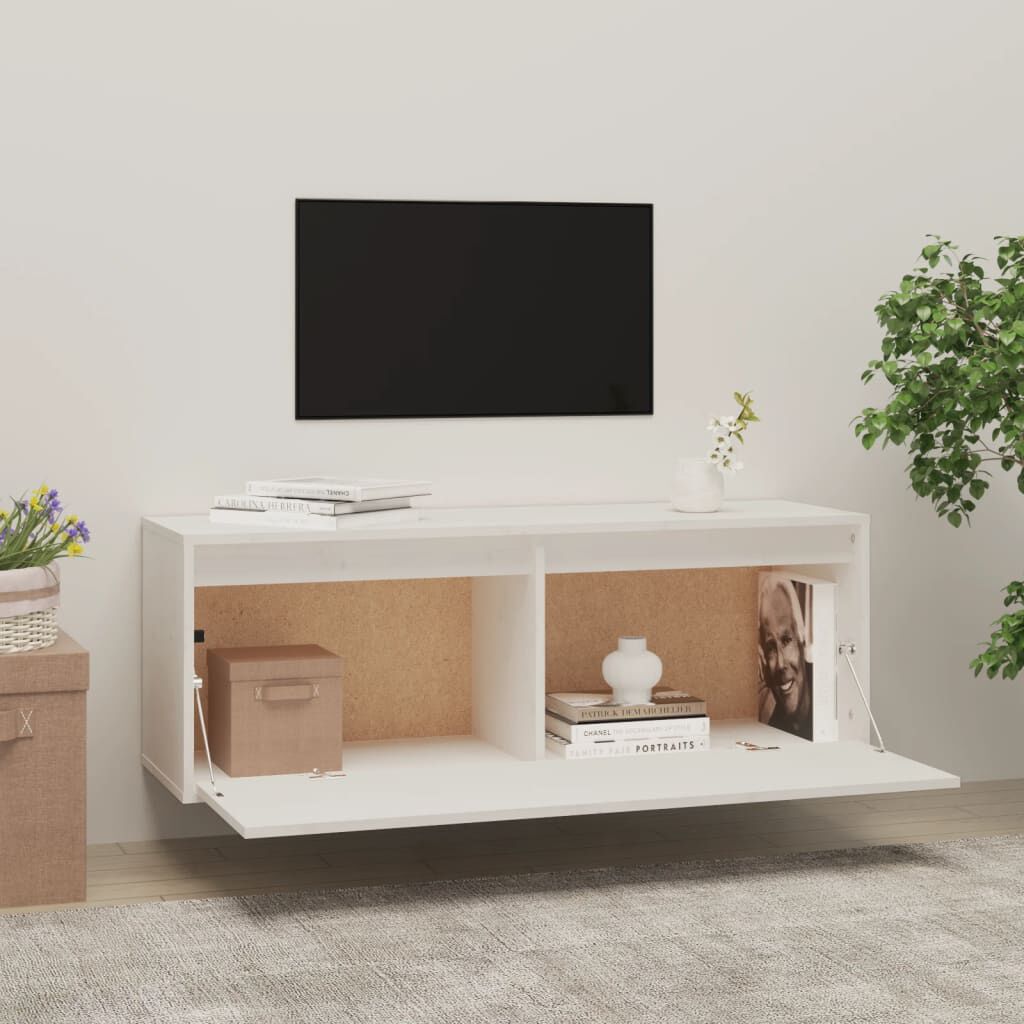 vidaXL Wall Cabinet White 100x30x35 cm Solid Wood Pine