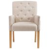vidaXL Dining Chairs with Armrests 2 pcs Beige Fabric
