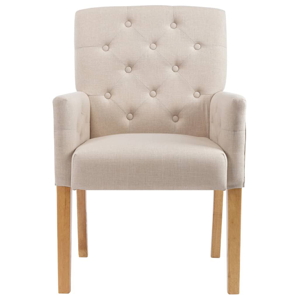 vidaXL Dining Chairs with Armrests 2 pcs Beige Fabric