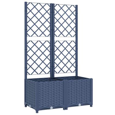 vidaXL Garden Planter with Trellis Blue Grey 80x40x136 cm PP, blue grey vidaXL Garden Planter with Trellis Blue Grey 80x40x136 cm PP