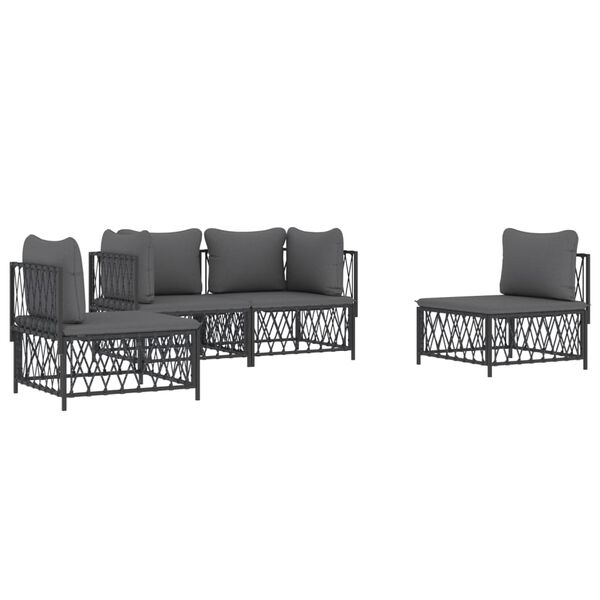 vidaXL 4 Piece Garden Lounge Set with Cushions Anthracite Steel