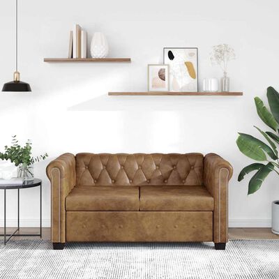 vidaXL Chesterfield Sofa 2-Seater Artificial Leather Brown,  vidaXL Chesterfield Sofa 2-Seater Artificial Leather Brown