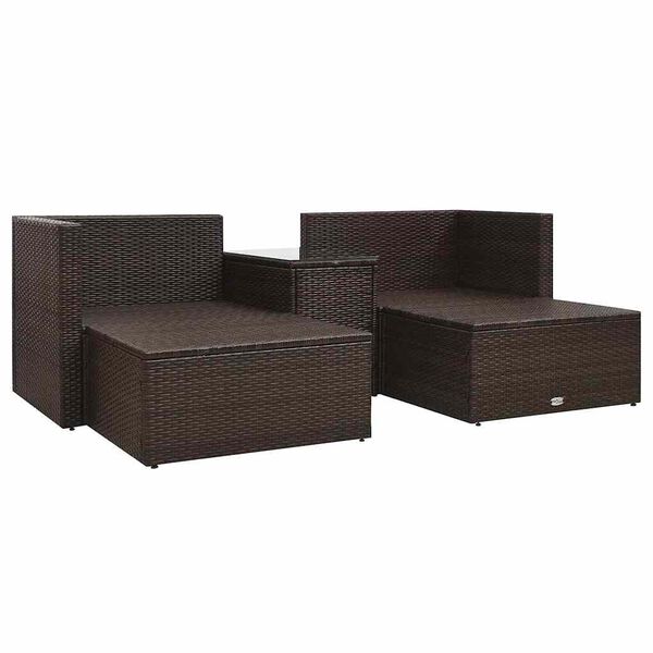 vidaXL 5 Piece Garden Lounge Set with Cushions Poly Rattan Brown
