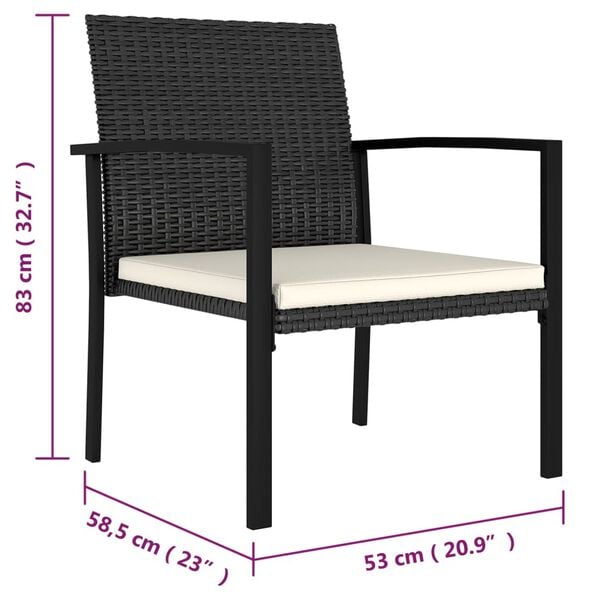 vidaXL Garden Dining Chairs 4 pcs Poly Rattan Black