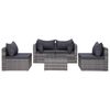 vidaXL 5 Piece Garden Sofa Set with Cushions & Pillows Poly Rattan Grey