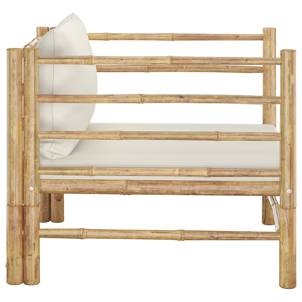 vidaXL Garden Sofa with Cream White Cushions Bamboo
