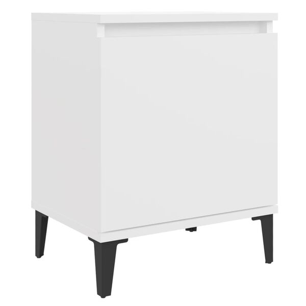 vidaXL Bed Cabinets with Metal Legs White 40x30x50 cm