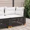 vidaXL Garden Sofa Corner with Cushions Black Poly Rattan