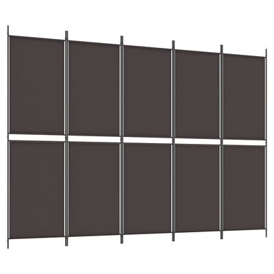 vidaXL 5-Panel Room Divider Brown 250x180 cm Fabric, brown vidaXL 5-Panel Room Divider Brown 250x180 cm Fabric