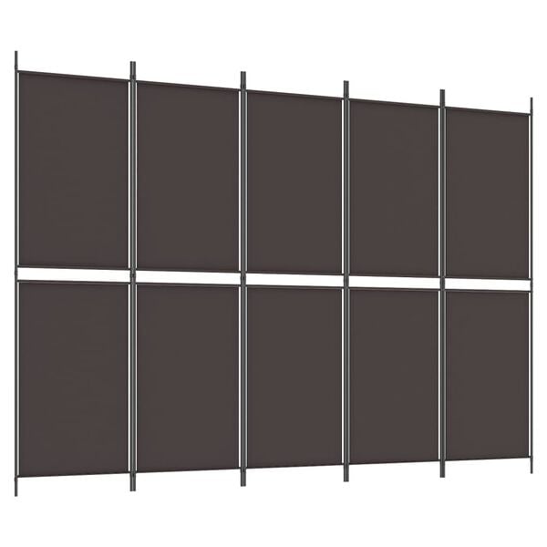 vidaXL 5-Panel Room Divider Brown 250x180 cm Fabric