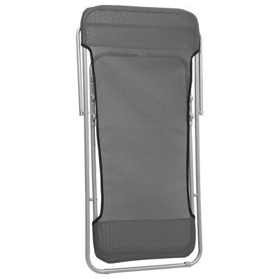 vidaXL Folding Beach Chairs 2 pcs Grey Textilene&Powder-coated Steel, grey vidaXL Folding Beach Chairs 2 pcs Grey Textilene&Powder-coated Steel