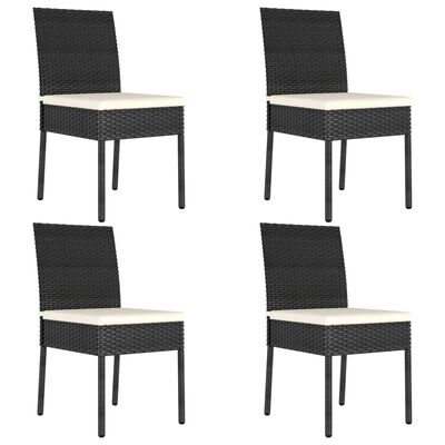 vidaXL 5 Piece Garden Dining Set Poly Rattan Black, black vidaXL 5 Piece Garden Dining Set Poly Rattan Black