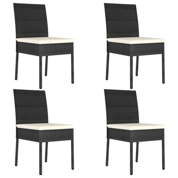 vidaXL 5 Piece Garden Dining Set Poly Rattan Black