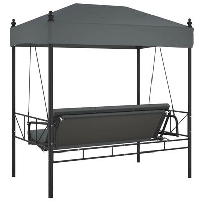 vidaXL Garden Swing Bench with Canopy Dark Grey Steel, dark grey vidaXL Garden Swing Bench with Canopy Dark Grey Steel