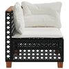 vidaXL Garden Sofa Corner with Cushions Black Poly Rattan
