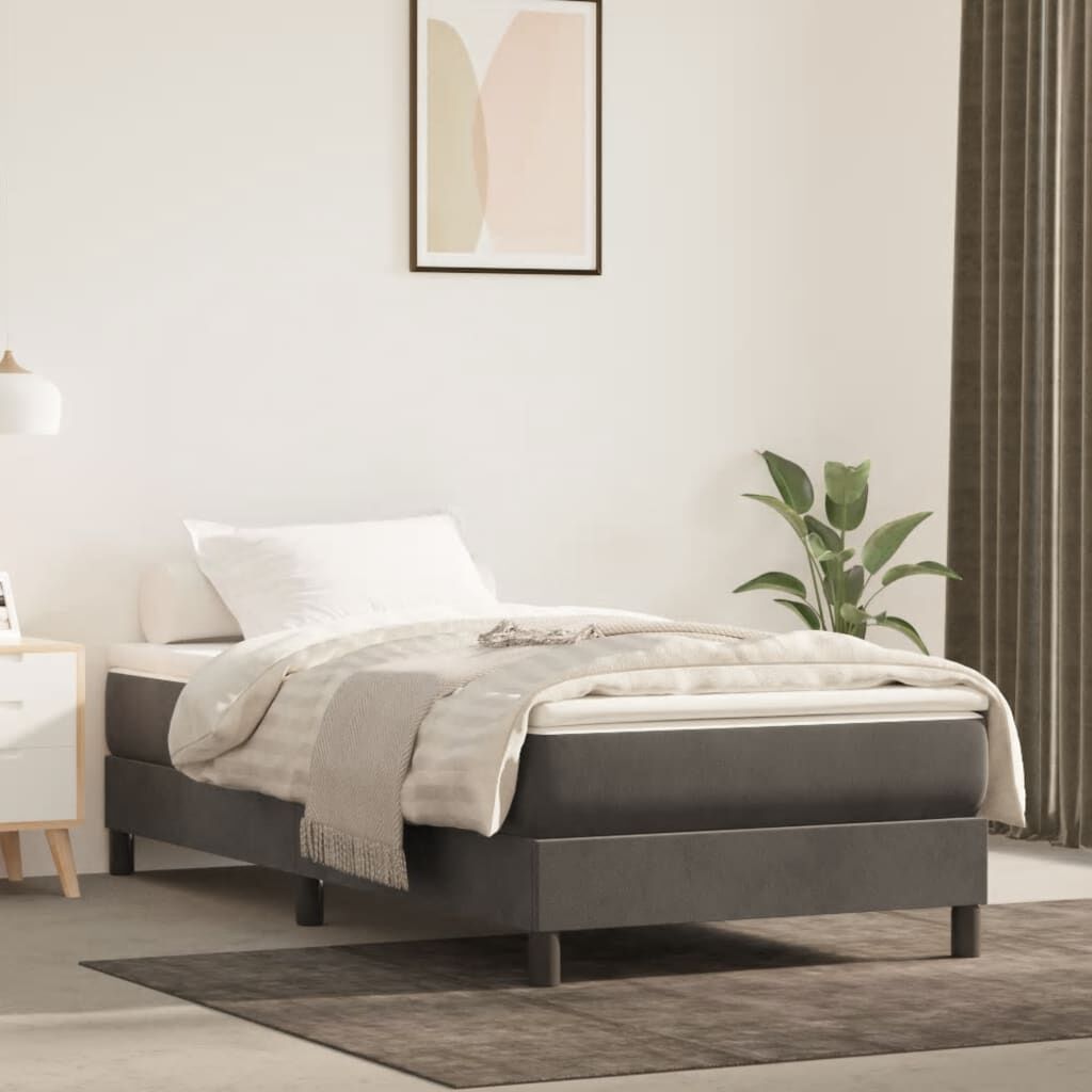 vidaXL Bed Frame without Mattress Dark Grey 90x200 cm Velvet