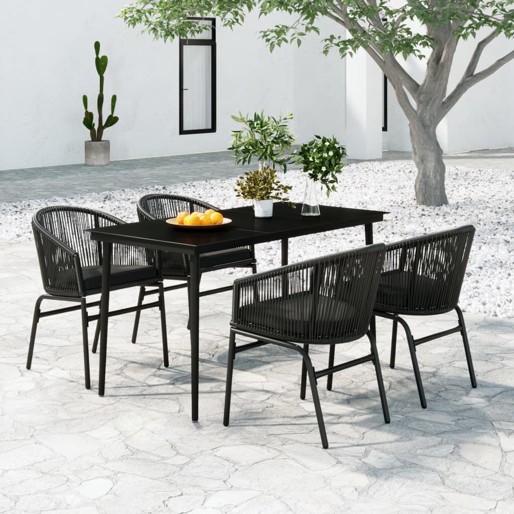 vidaXL 5 Piece Garden Dining Set Black