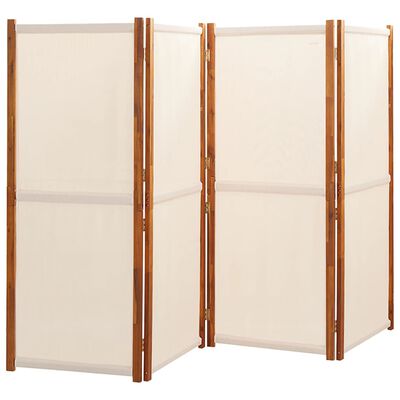 vidaXL 4-Panel Room Divider Cream White 280x180 cm