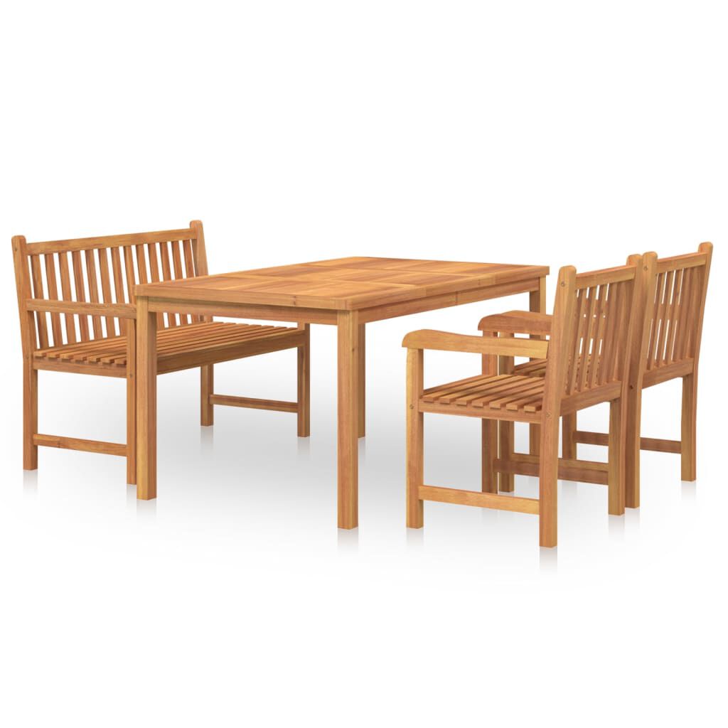 vidaXL 4 Piece Garden Dining Set Solid Wood Teak