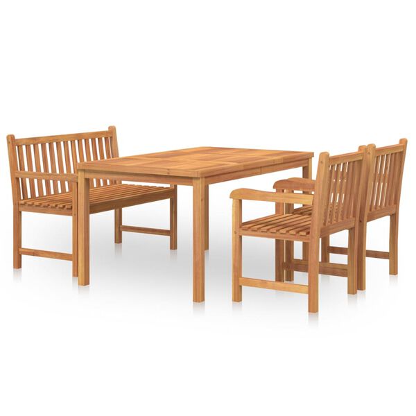 vidaXL 4 Piece Garden Dining Set Solid Wood Teak