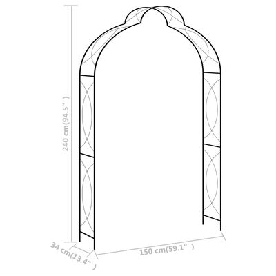 vidaXL Garden Arch Black 150x34x240 cm Iron,  vidaXL Garden Arch Black 150x34x240 cm Iron