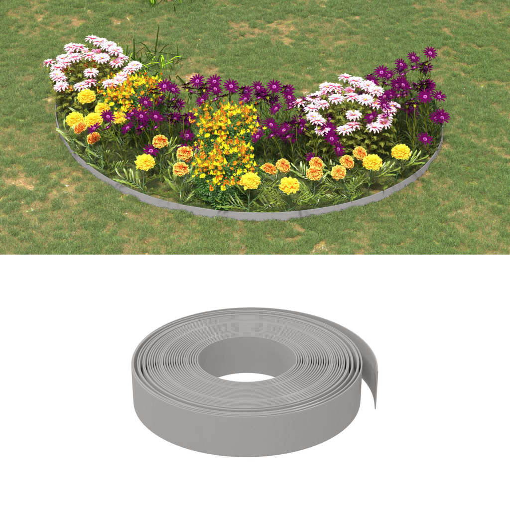 vidaXL Garden Edging Grey 10 m 10 cm Polyethylene