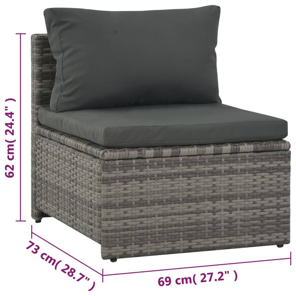 vidaXL 6 Piece Garden Lounge Set with Cushions Poly Rattan Grey