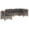 vidaXL 5 Piece Garden Sofa Set with Cushions Grey Poly Rattan