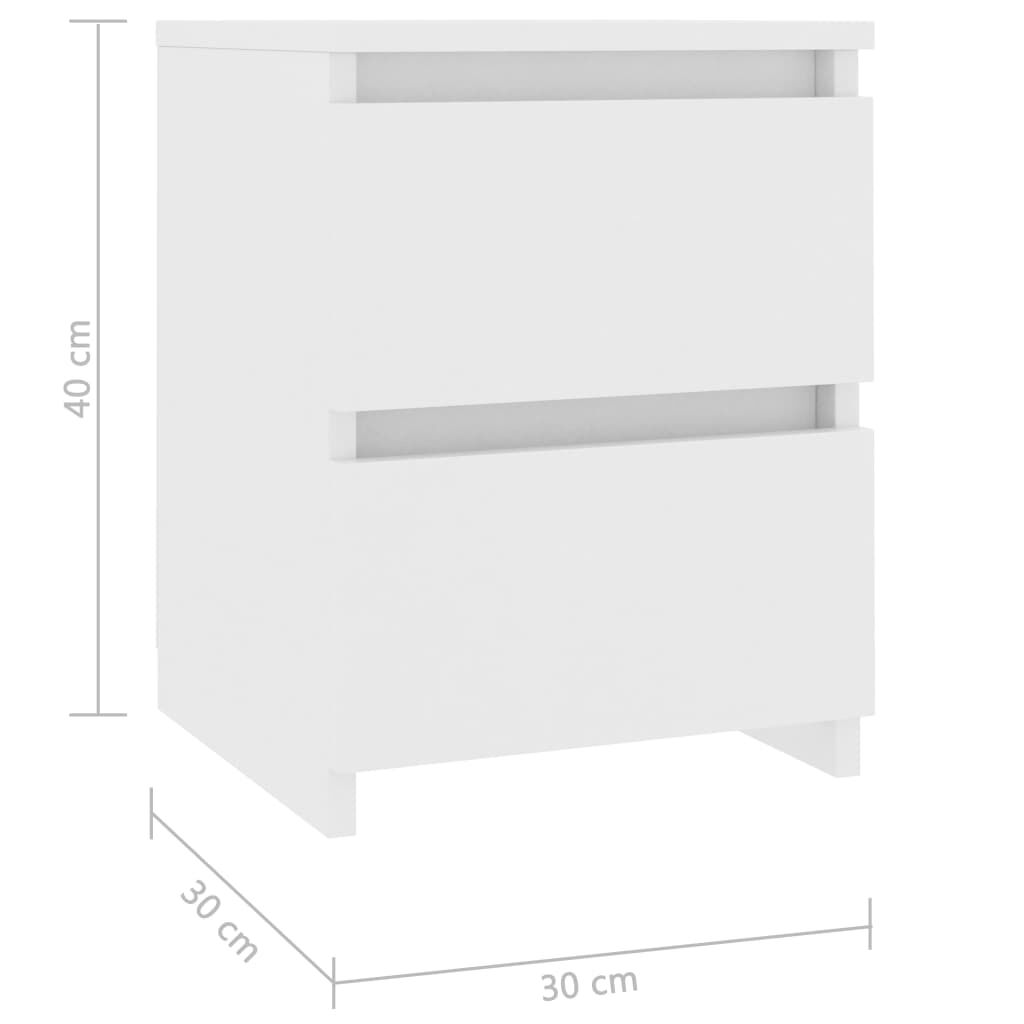 vidaXL Bedside Cabinets 2 pcs White 30x30x40 cm Engineered Wood