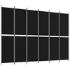 vidaXL 6-Panel Room Divider Black 300x220 cm Fabric