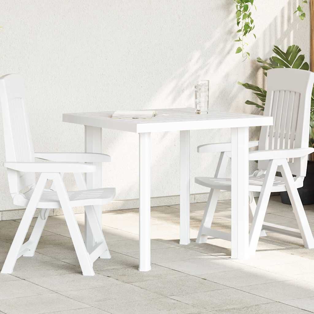 vidaXL Garden Table White 80x75x72 cm Plastic