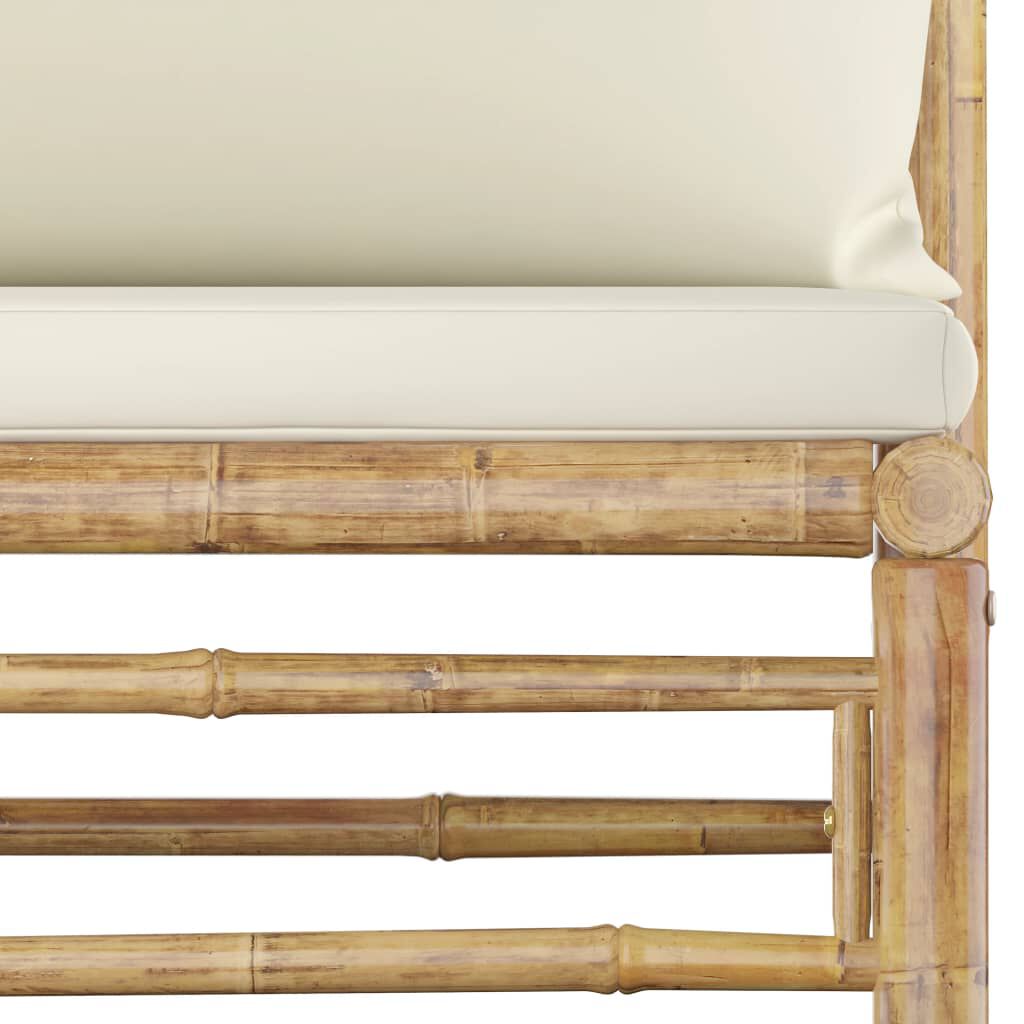 vidaXL 5 Piece Garden Lounge Set with Cream White Cushions Bamboo